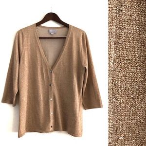 Pure Collection Tan Gold Shimmer Lurex Cardigan